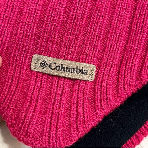 Columbia Kids' Pink Knit Pom-Pom Hat with Ear Flaps - Picture 3 of 7